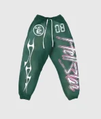 Hellstar Flame Flare Sweatpants Green (4)