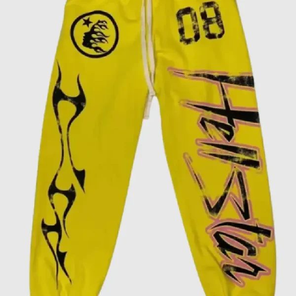 Hellstar Flame Flare Sweatpants Yellow (3)