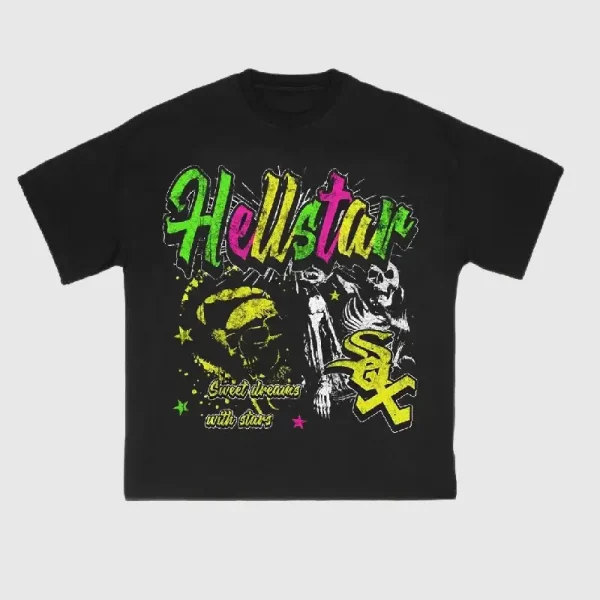 Hellstar Sweet Dreams With Stars T Shirt Black (2)