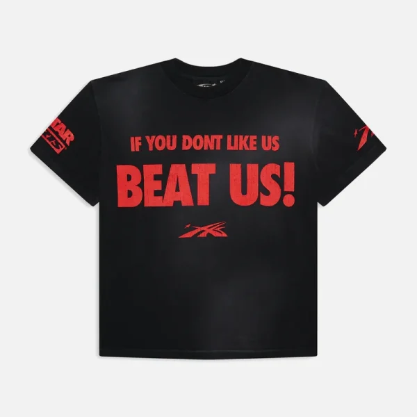 Hellstar Beat Us! T Shirt Red Black (2)